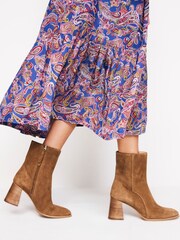 Boden Brown Heeled Leather Mid Boots - Image 4 of 4
