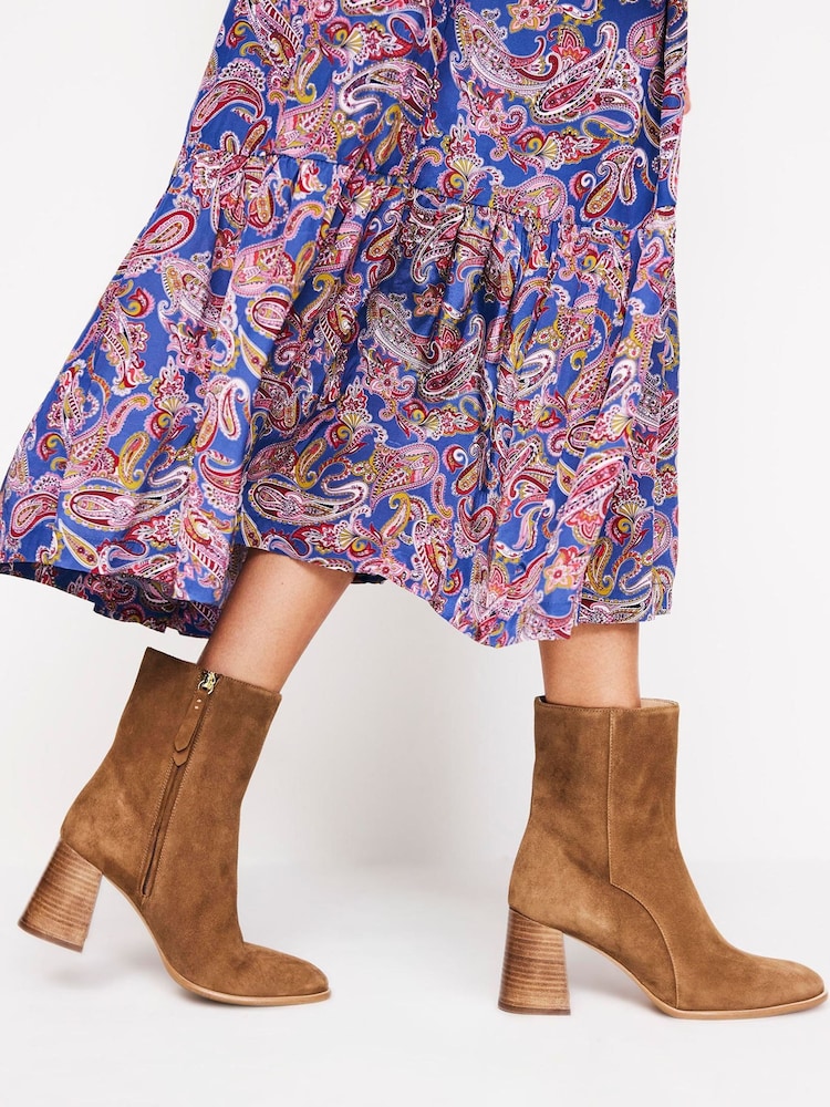 Boden Brown Heeled Leather Mid Boots - Image 4 of 4