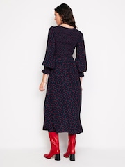 Boden Red Gemma Smocked Midi Dress - Image 2 of 4