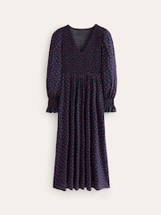 Boden Red Gemma Smocked Midi Dress - Image 4 of 4