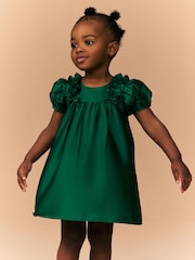 Green Taffeta Ruffle Party Dress (3mths-8yrs) - Image 2 of 8