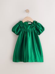 Green Taffeta Ruffle Party Dress (3mths-8yrs) - Image 5 of 8