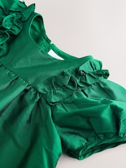 Green Taffeta Ruffle Party Dress (3mths-8yrs) - Image 7 of 8