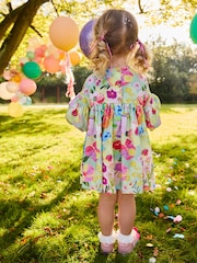 Verde floral - Vestido de verano con mangas abullonadas fruncidas (3meses-8años) - Imagen 2 de 8
