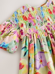Verde floral - Vestido de verano con mangas abullonadas fruncidas (3meses-8años) - Imagen 8 de 8