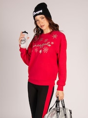 Pineapple Red Womens Snowflake Christmas Sweatshirt - Image 3 of 9