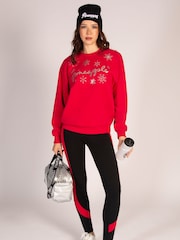 Pineapple Red Womens Snowflake Christmas Sweatshirt - Image 5 of 9
