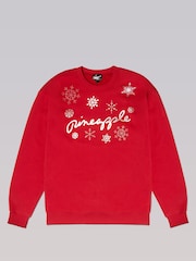 Pineapple Red Womens Snowflake Christmas Sweatshirt - Image 8 of 9