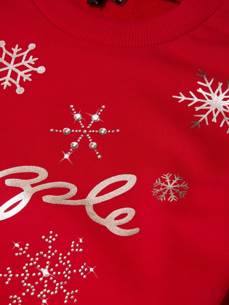 Pineapple Red Womens Snowflake Christmas Sweatshirt - Image 9 of 9