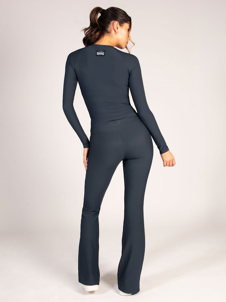 Pineapple Grey Womens Rib Flared Leggings - Image 6 of 7