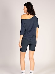 Pineapple Grey Womens Rib Cycling Shorts with Pocket - Image 4 of 8