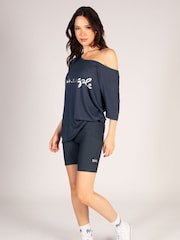 Pineapple Grey Womens Rib Cycling Shorts with Pocket - Image 5 of 8