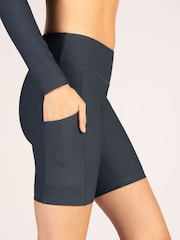 Pineapple Grey Womens Rib Cycling Shorts with Pocket - Image 6 of 8