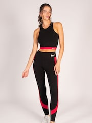Pineapple Black Womens Racer Panel Leggings - Image 3 of 7