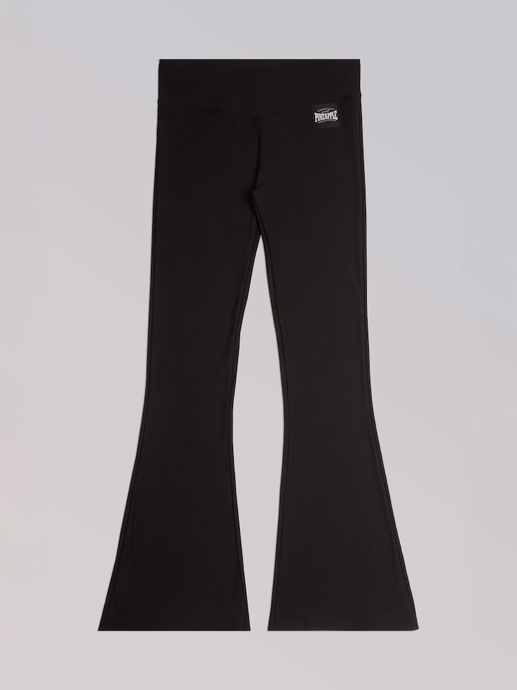 Pineapple Black Womens Rib Flared Leggings - Image 5 of 5