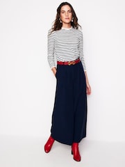 Boden Cream Broderie Trim Stripe 100% Cotton Top - Image 4 of 5