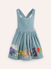 Boden Blue Cord Appliqué Pinafore Dress - Image 1 of 3