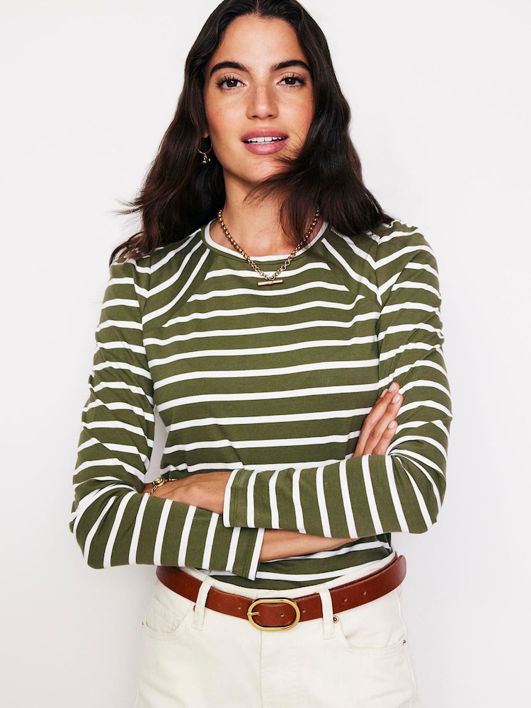 Boden Green Arabella Stripe Jersey 100% Cotton Top - Image 1 of 5