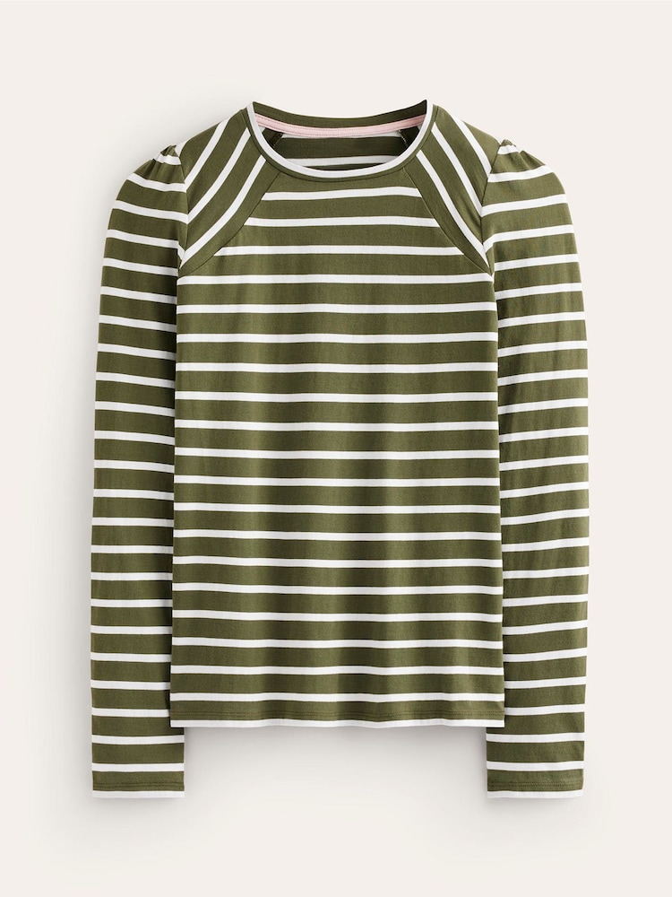 Boden Green Arabella Stripe Jersey 100% Cotton Top - Image 5 of 5