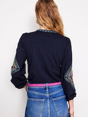 Boden Blue Marina Embroidered 100% Cotton Shirt - Image 2 of 4
