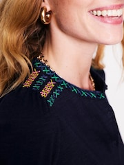 Boden Blue Marina Embroidered 100% Cotton Shirt - Image 4 of 4