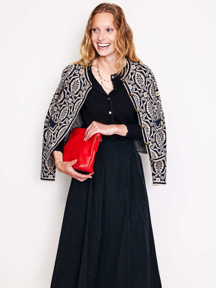 Boden Black Merino Scalloped Cardigan - Image 1 of 6