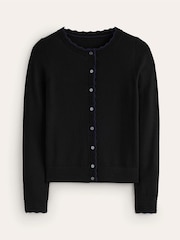 Boden Black Merino Scalloped Cardigan - Image 5 of 6