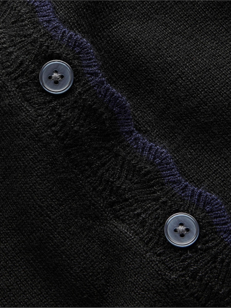 Boden Black Merino Scalloped Cardigan - Image 6 of 6