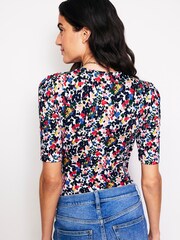 Boden Blue Wrap Front Jersey Top - Image 3 of 5