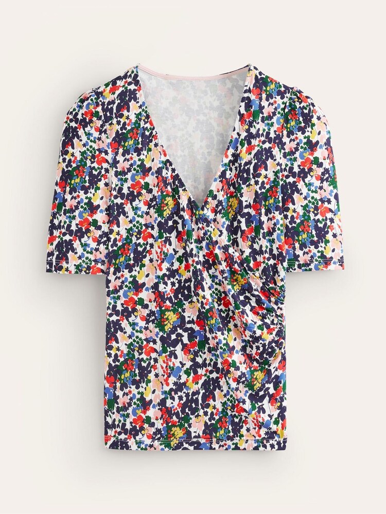 Boden Blue Wrap Front Jersey Top - Image 5 of 5 Boden Blue Wrap Front Jersey Top - Image 5 of 5