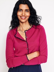 Boden Pink Merino Scalloped Cardigan - Image 1 of 6
