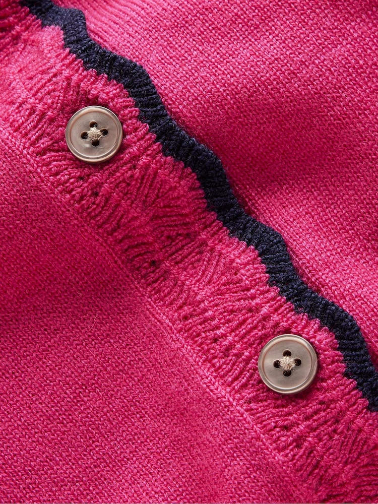 Boden Pink Merino Scalloped Cardigan - Image 6 of 6 Boden Pink Merino Scalloped Cardigan - Image 6 of 6