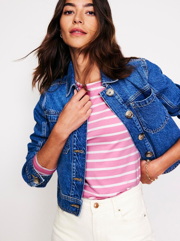 Boden Pink Arabella Stripe Jersey 100% Cotton Top - Image 2 of 5