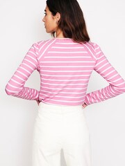Boden Pink Arabella Stripe Jersey 100% Cotton Top - Image 4 of 5