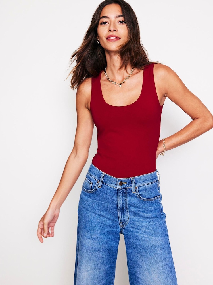 Boden Red Double Layer Scoop Neck Vest - Image 1 of 5 Boden Red Double Layer Scoop Neck Vest - Image 1 of 5
