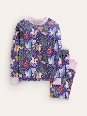 Boden Blue Unicorn Snug Glow-In-The-Dark 100% Cotton Pyjamas - Image 1 of 3