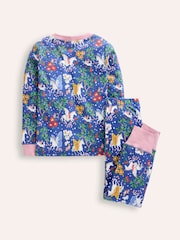 Boden Blue Unicorn Snug Glow-In-The-Dark 100% Cotton Pyjamas - Image 2 of 3