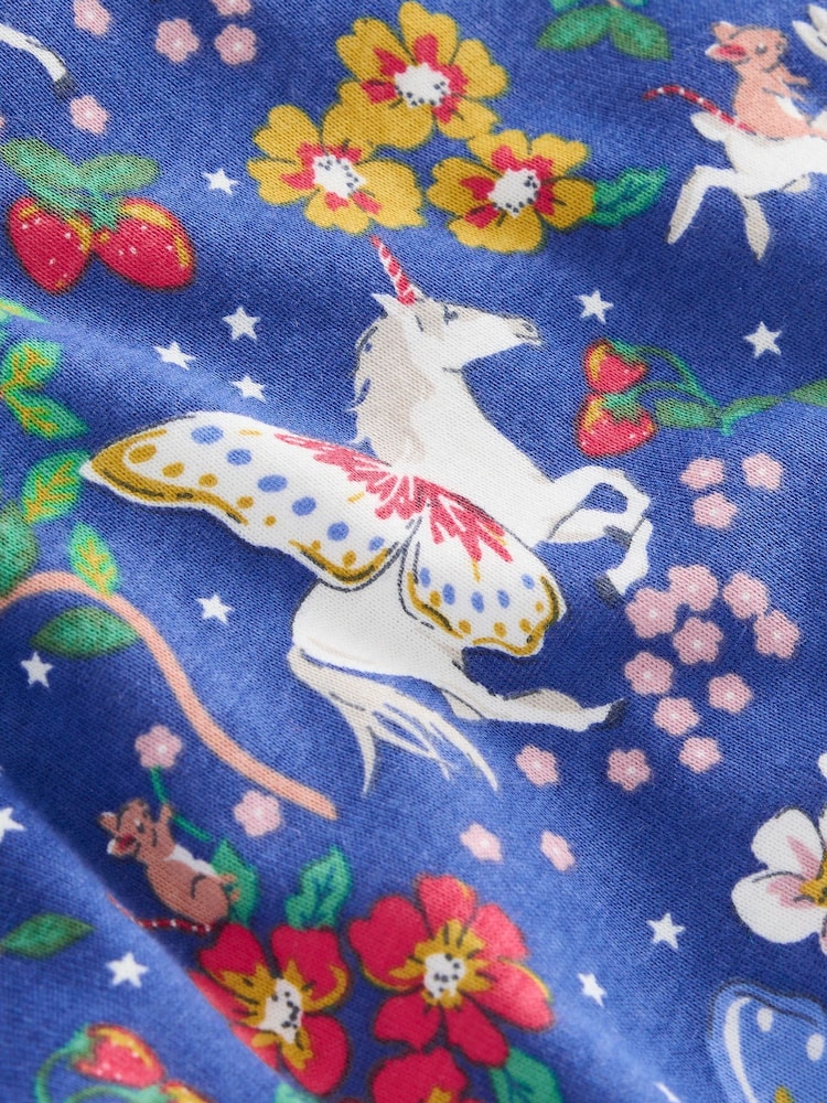 Boden Blue Unicorn Snug Glow-In-The-Dark 100% Cotton Pyjamas - Image 3 of 3