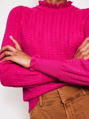 Boden Pink Tia Pointelle Frilled Jumper - Image 2 of 6