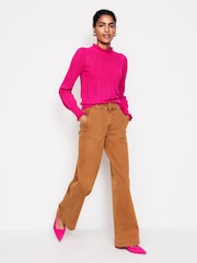 Boden Pink Tia Pointelle Frilled Jumper - Image 4 of 6