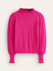 Boden Pink Tia Pointelle Frilled Jumper - Image 5 of 6