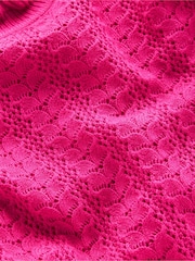 Boden Pink Tia Pointelle Frilled Jumper - Image 6 of 6