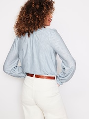 Boden Blue Fay Smocked Jersey Shirt - Image 3 of 5