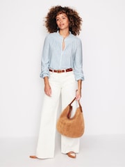 Boden Blue Fay Smocked Jersey Shirt - Image 4 of 5