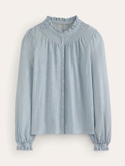 Boden Blue Fay Smocked Jersey Shirt - Image 5 of 5