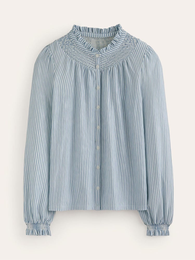 Boden Blue Fay Smocked Jersey Shirt - Image 5 of 5