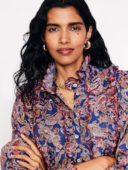 Boden Blue 100% Cotton Ruffled Cotton Blouse - Image 2 of 5