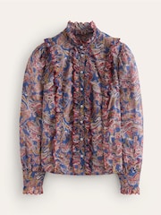 Boden Blue 100% Cotton Ruffled Cotton Blouse - Image 5 of 5