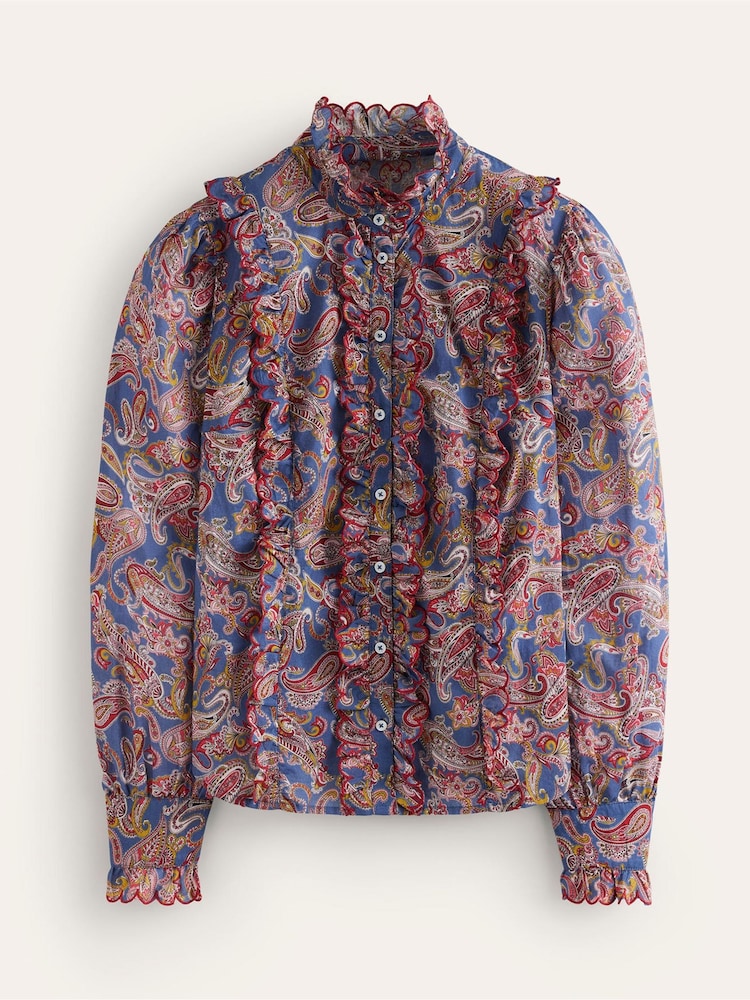 Boden Blue 100% Cotton Ruffled Cotton Blouse - Image 5 of 5