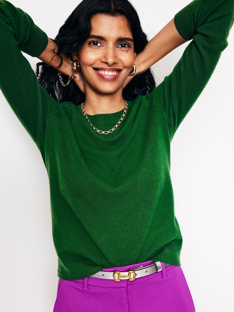 Boden green haze Eva Cashmere Crew Neck Jumper - Image 2 of 6 Boden green haze Eva Cashmere Crew Neck Jumper - Image 2 of 6